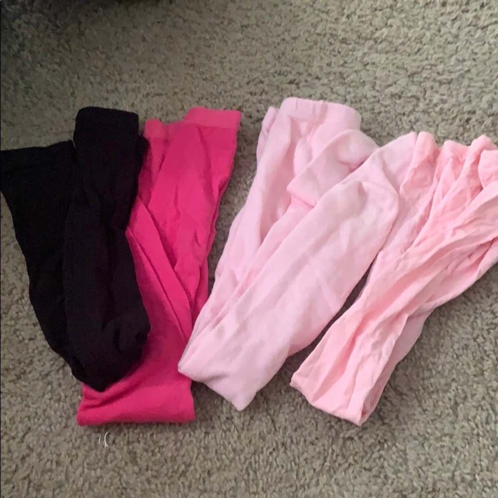 4 pair girls M-L tights 2 footless 2 w/ foot